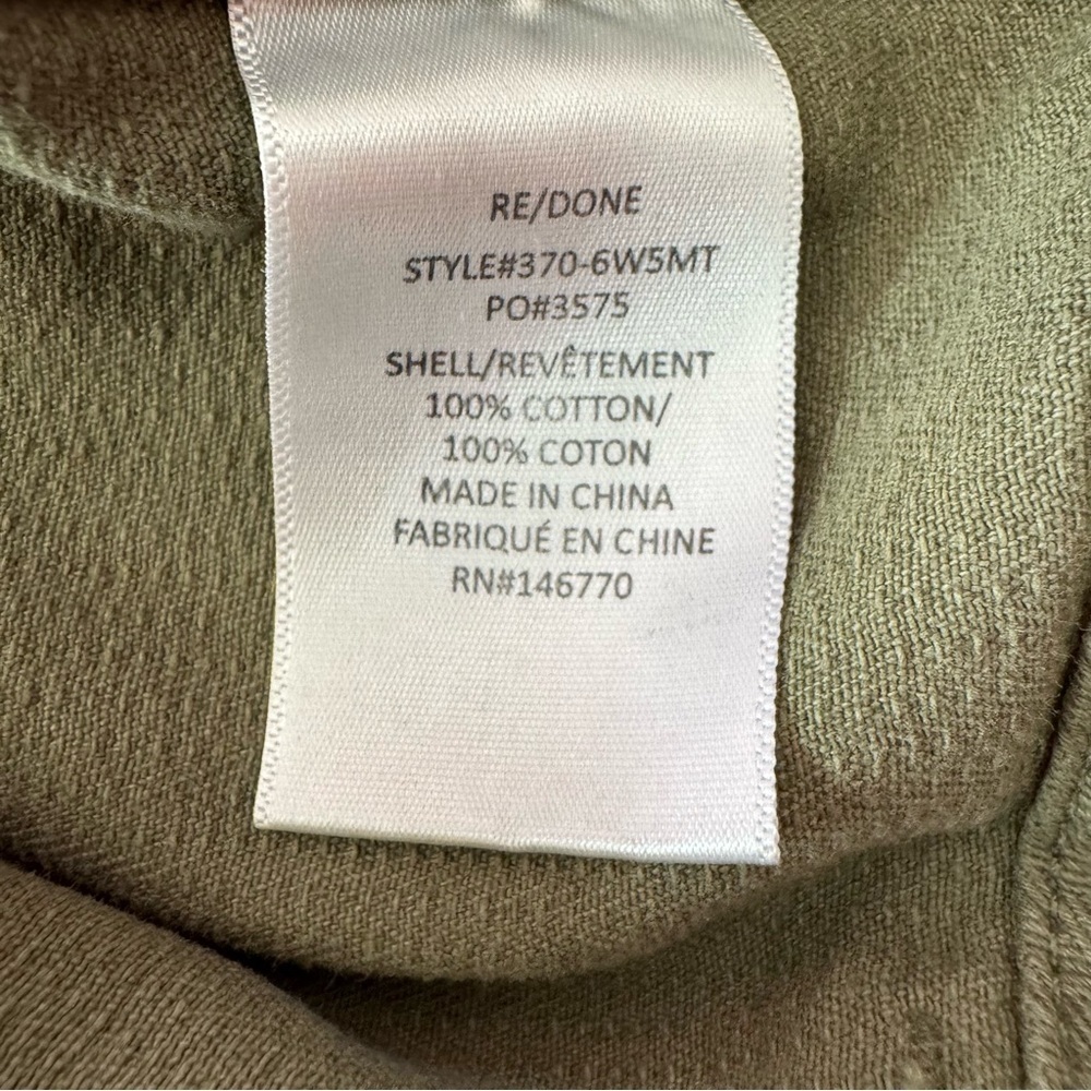 RE/DONE 50s Military Trouser Straight Leg Ankle Pants Olive Green Size 26 - Picture 8 of 10